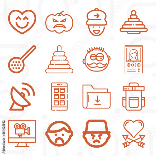 16 pack of round  lineal web icons set