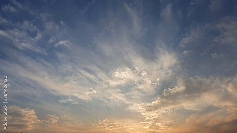 the autumn sky with clouds of sunset