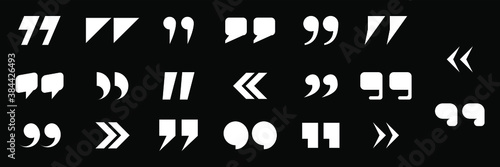Abstract Set Collection White Quotemarks Speech Punctuation Excerpt Remarks Icons Vector Design Style