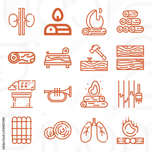 16 pack of wind instrument  lineal web icons set