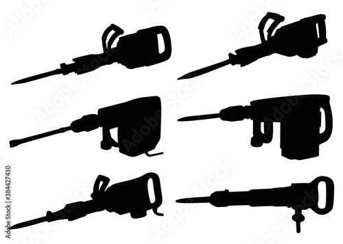 Jackhammers in a set. Vector image.