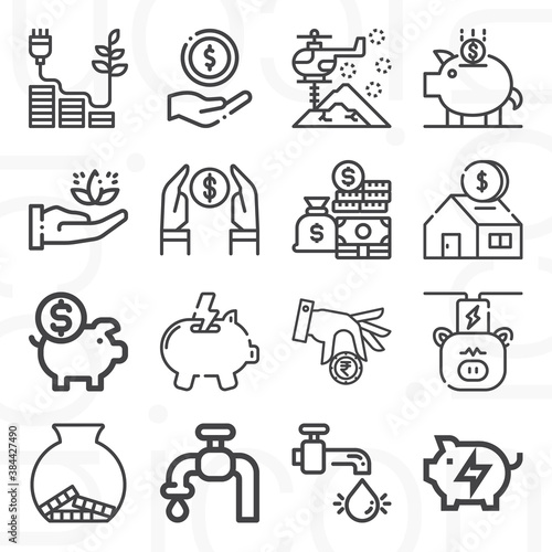 16 pack of salvage  lineal web icons set