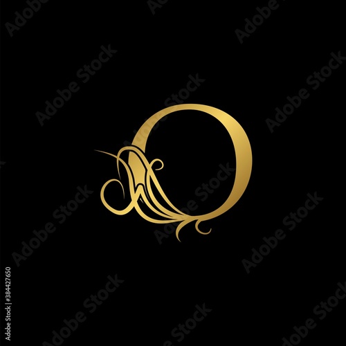 Gold luxury Initial O letter logo icon concept monogram nature ornate vector design