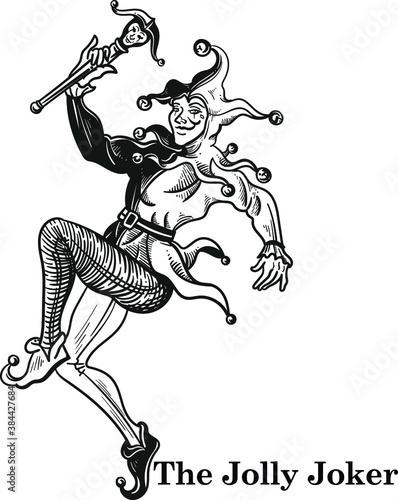 joker card vector illustration black and white