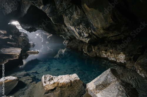 Grjótagjá - a small lava cave near lake Mývatn in North Iceland. It has a thermal spring inside. © Christopher Lund