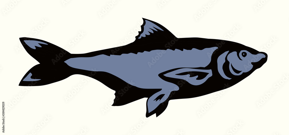 Obraz premium Big sea fish. Vector drawing