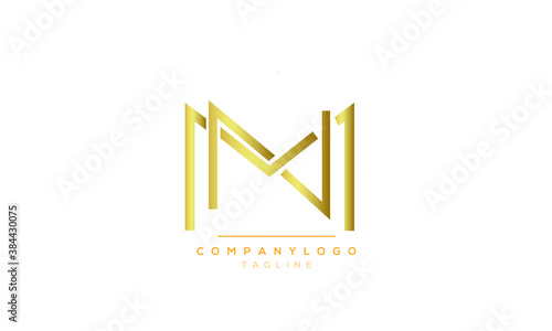 Alphabet letters Initials Monogram logo MN or NM or M