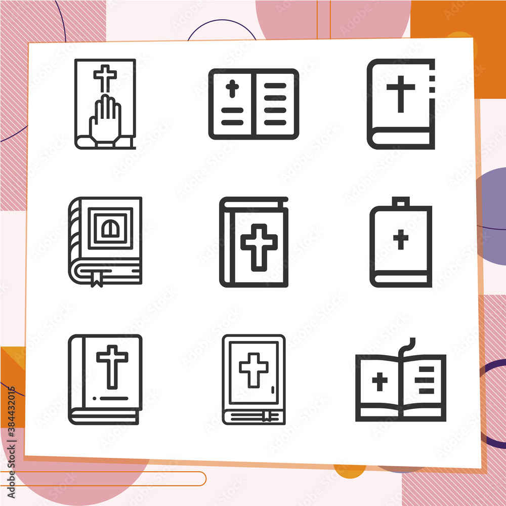 Simple set of 9 icons related to bible study Simple set of 9 icons related to bible study