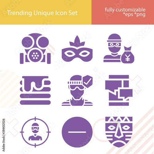 Simple set of mask related filled icons.