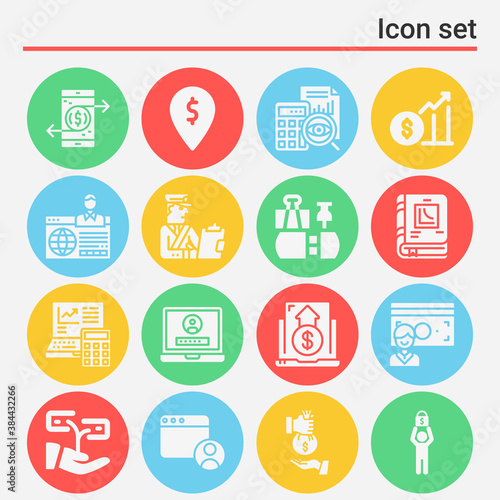 16 pack of cent  filled web icons set