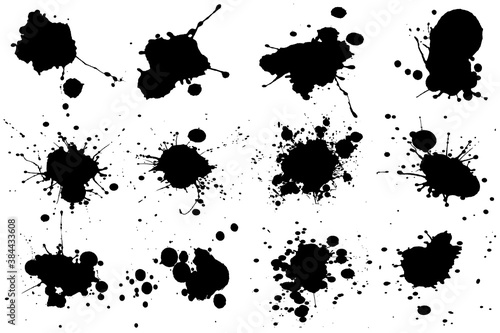 Vector paint blots set. Paint splatter pattern.