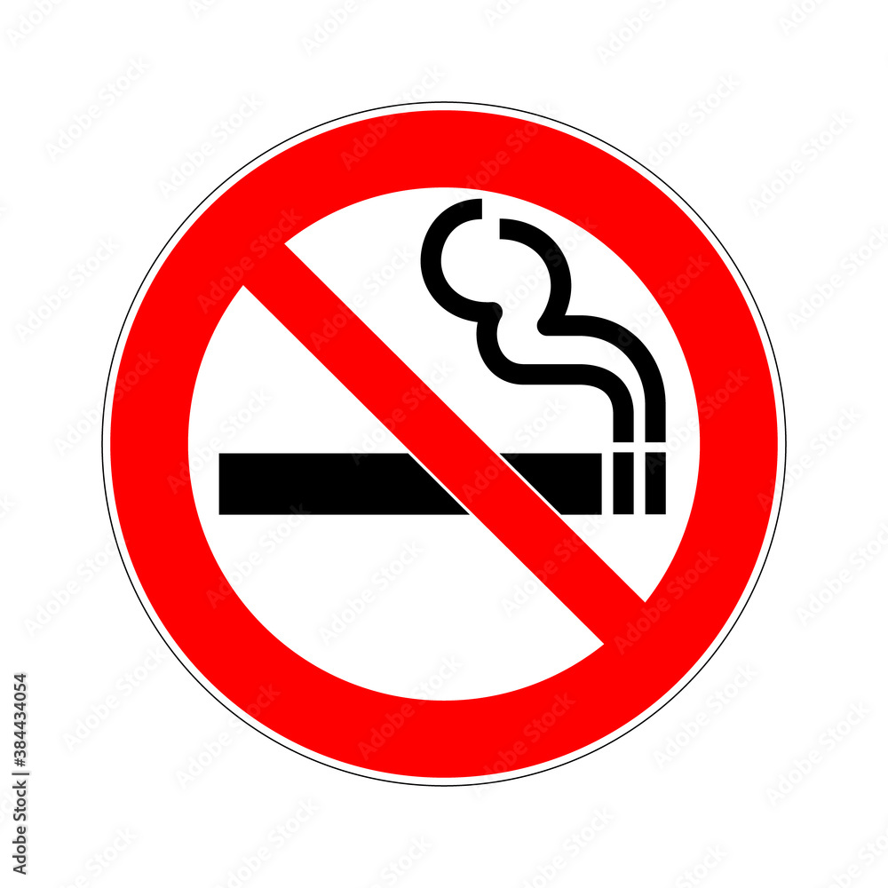 No smoking sign. Vector illustration of red crossed out circular prohibited sign with burning cigarette icon inside. Not allowed to smoke isolated on white background. Ban for smokers. No smoking sign. Vector illustration of red crossed out circular prohibited sign with burning cigarette icon inside. Not allowed to smoke isolated on white background. Ban for smokers.