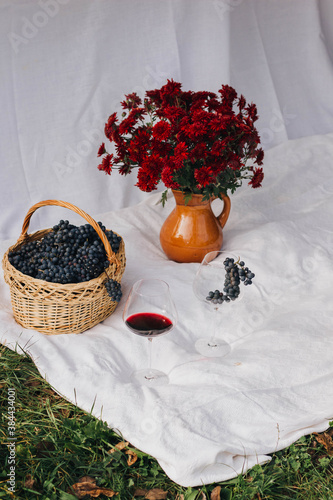 Blue grapes in a basket
