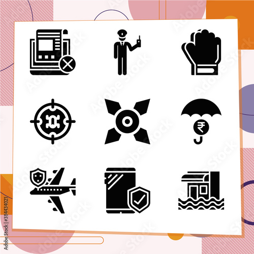 Simple set of 9 icons related to fully