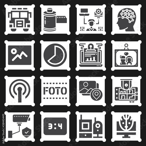 16 pack of reconnaissance  filled web icons set