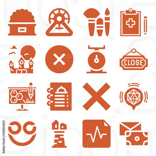 16 pack of tale  filled web icons set