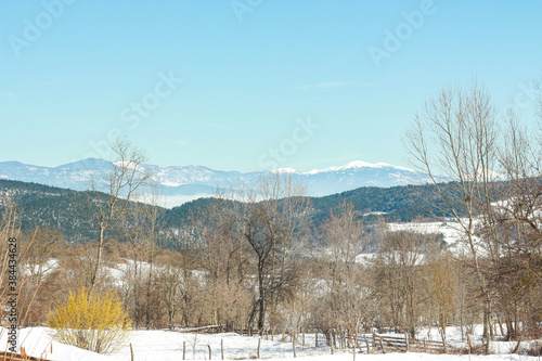 Bolu mountains natural winter landscape, horizontal vintage photo