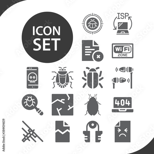 Simple set of fault related filled icons.