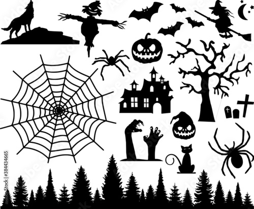 HALLOWEEN SILHOUETTE Horror black vector
