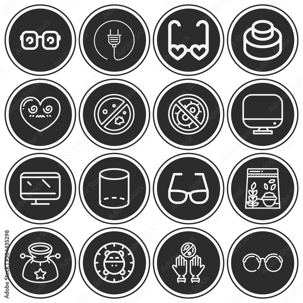 16 pack of cylindrical  lineal web icons set