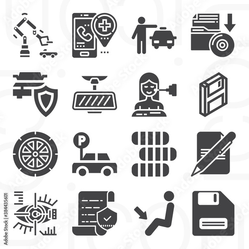 16 pack of compact  filled web icons set