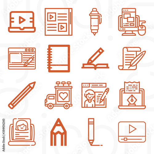 16 pack of journalists  lineal web icons set