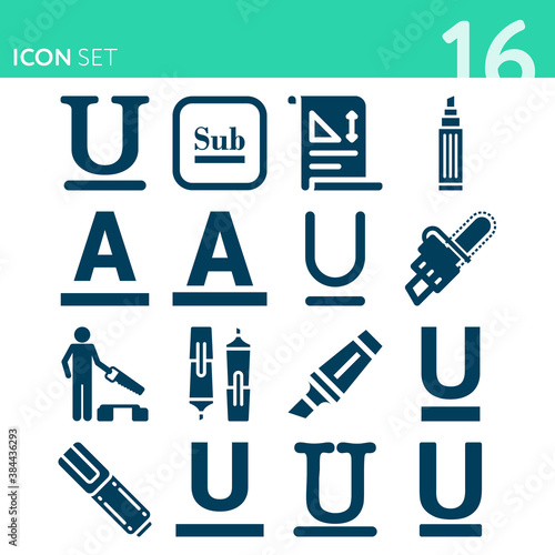 Simple set of 16 icons related to witnessed