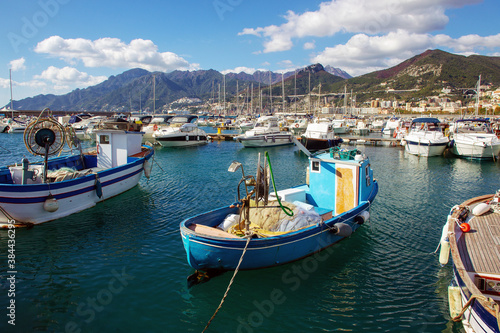 Port of small  fishing  pleasure  sailing boats in Salerno