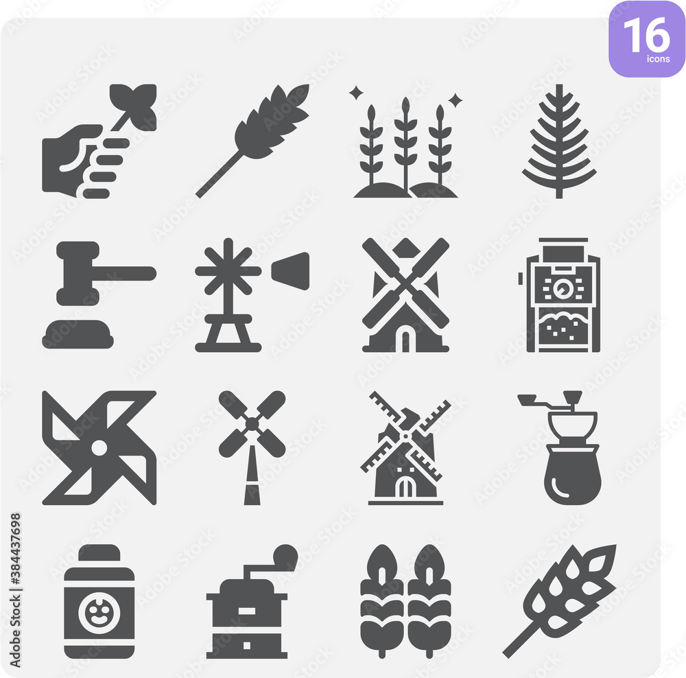 Fototapeta premium Simple set of flour related filled icons.