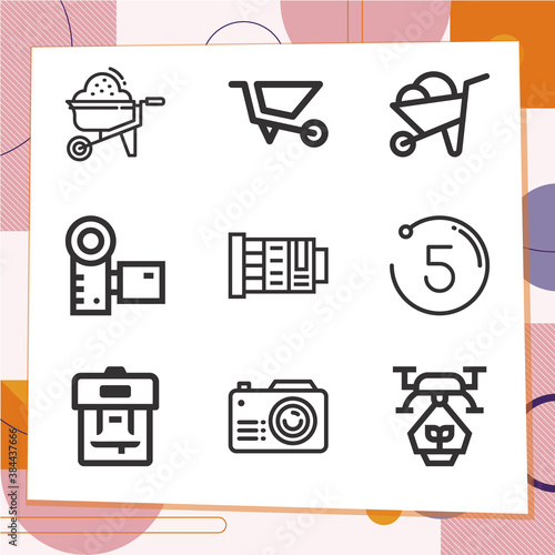 Simple set of 9 icons related to brought