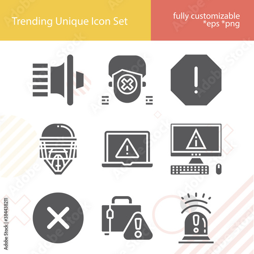 Simple set of error related filled icons.