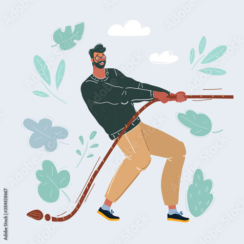 Vector illustration of tug-of-war man on white background.