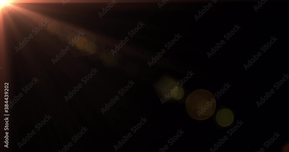 Sunlight with glare, sun rays light isolated on black background. Optical flare effect animation Sunlight with glare, sun rays light isolated on black background. Optical flare effect animation