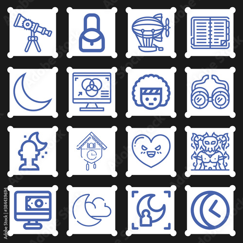 16 pack of wise  lineal web icons set