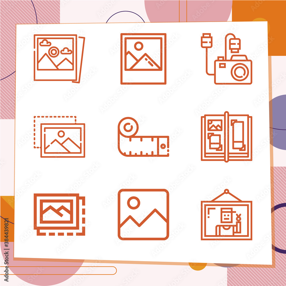 Simple set of 9 icons related to sticky Simple set of 9 icons related to sticky