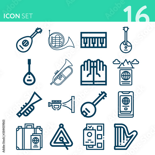 Simple set of 16 icons related to official document