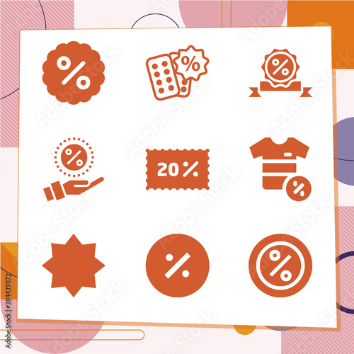 Simple set of 9 icons related to push aside