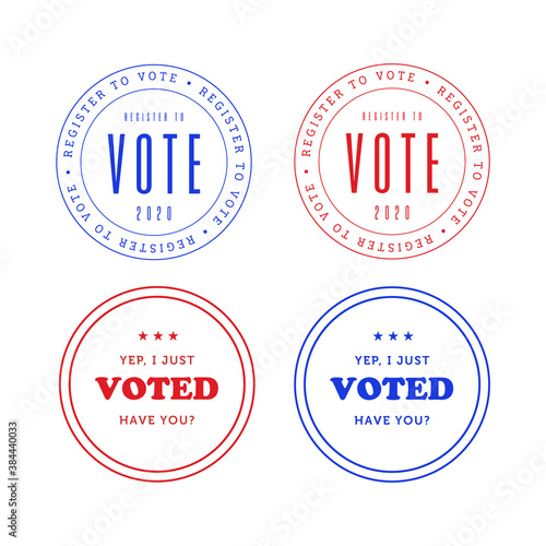 Register to Vote 2020 Election Vintage Badges Buttons Stickers Stamps - Yep I Just Voted - Have You Voted