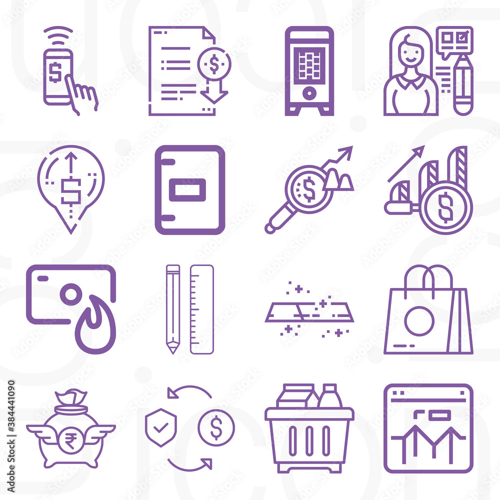 16 pack of economic science lineal web icons set 16 pack of economic science lineal web icons set