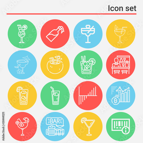 16 pack of ye  lineal web icons set