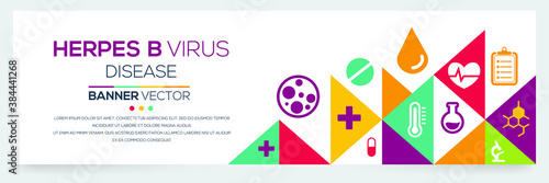 Creative (Herpes B virus) disease Banner Word with Icons ,Vector illustration.	