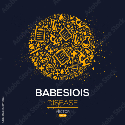 Creative (Babesiois) disease Banner Word with Icons ,Vector illustration.	