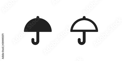 Umbrella icon set. Parasol line illustration. Rain protection concept sign in vector flat