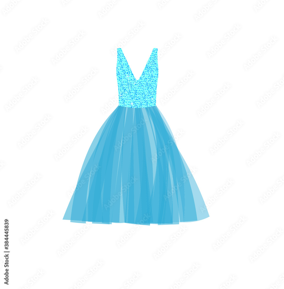 Blue dress with glitter, vector