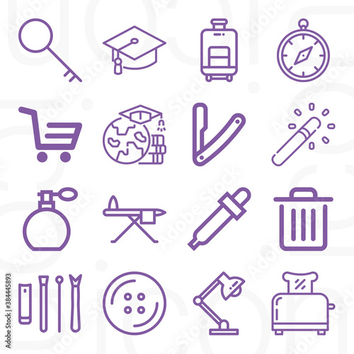 16 pack of vocational  lineal web icons set