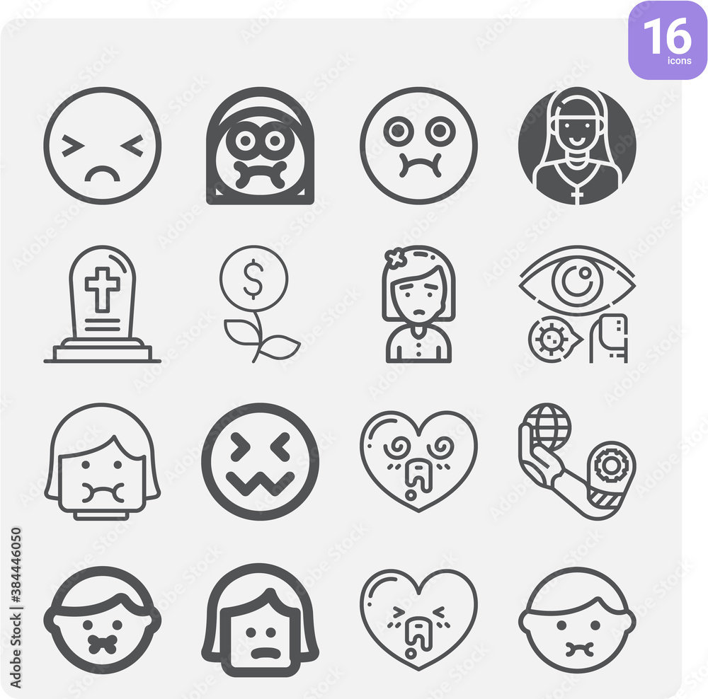 Simple set of faint related lineal icons.