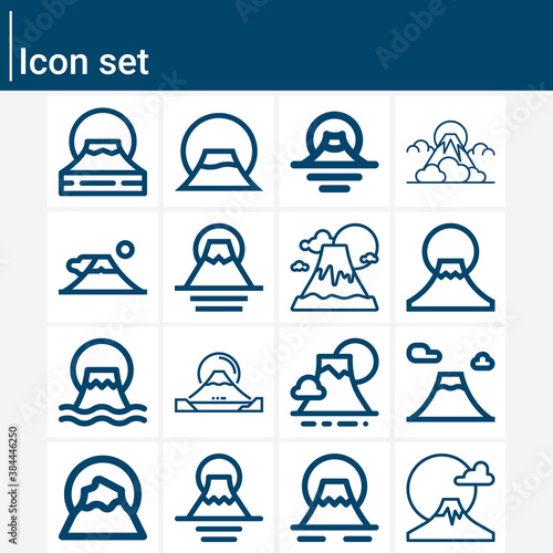 Simple set of fuji related lineal icons.