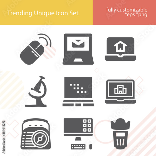 Simple set of electron related filled icons.