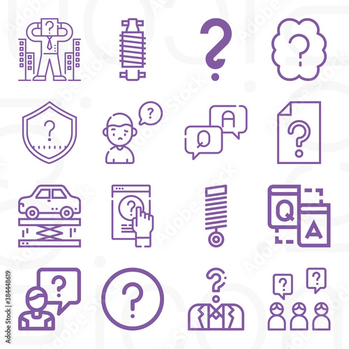 16 pack of disbelief  lineal web icons set
