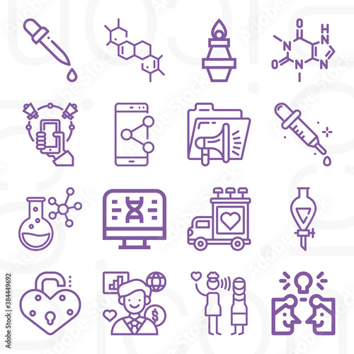 16 pack of interpersonal  lineal web icons set